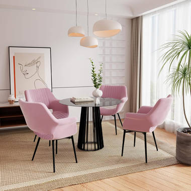 Pink dining table and chair online set